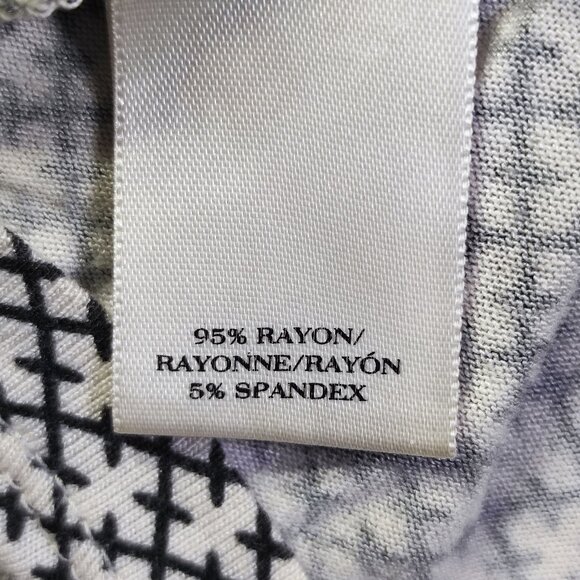 Ann Taylor deep neck blouse women's size S white with black cross pattern - Picture 5 of 9